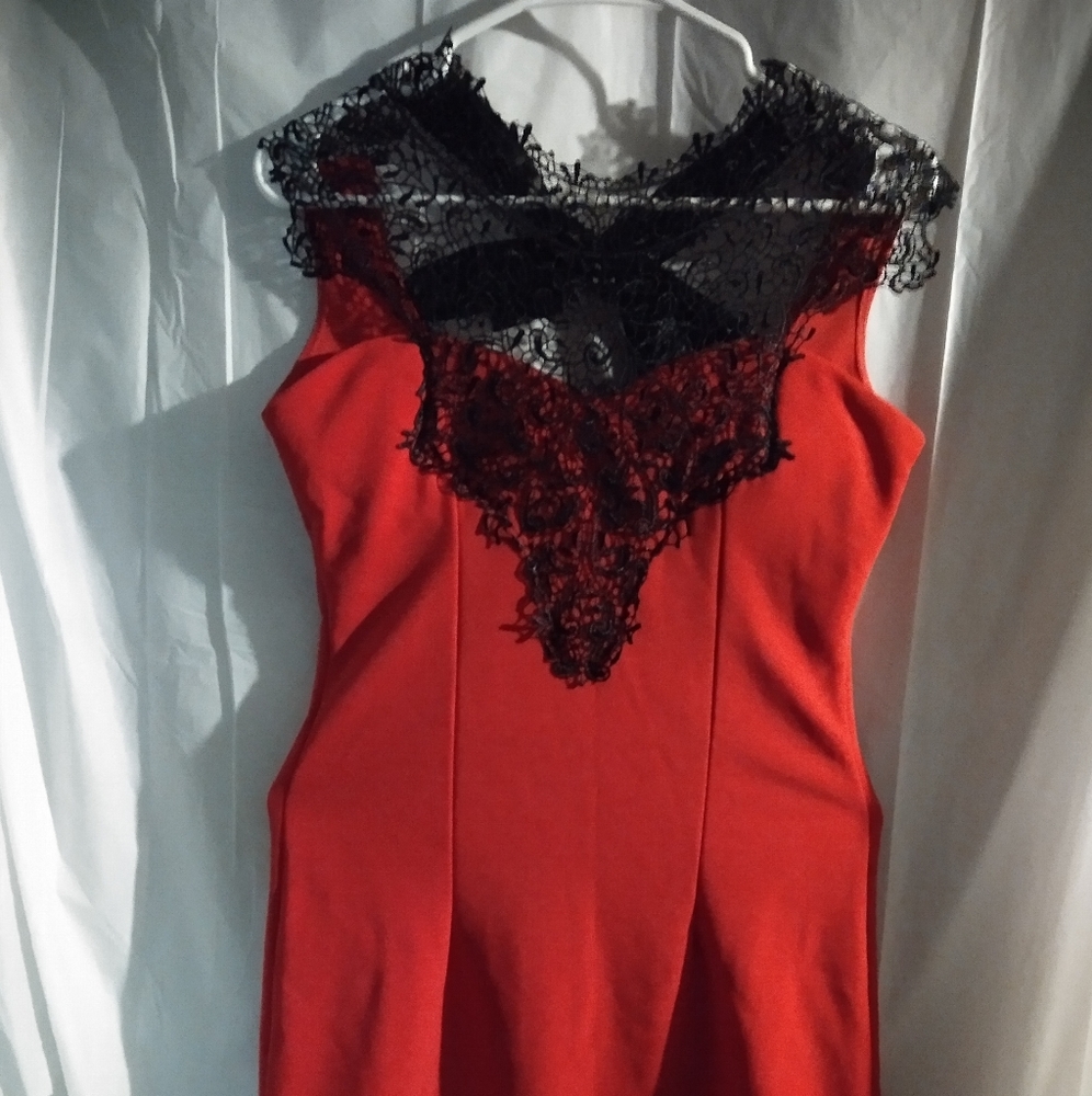 Red and Black Lace dress